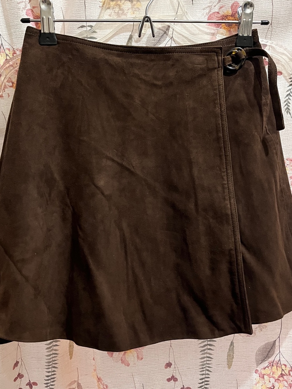 GAP Brown Suede Mini Wrap Skirt with Buckle